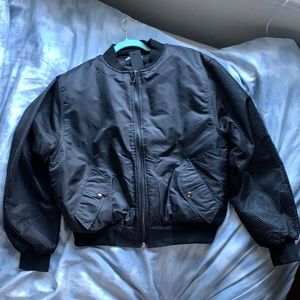 Women’s mesh black bomber jacket